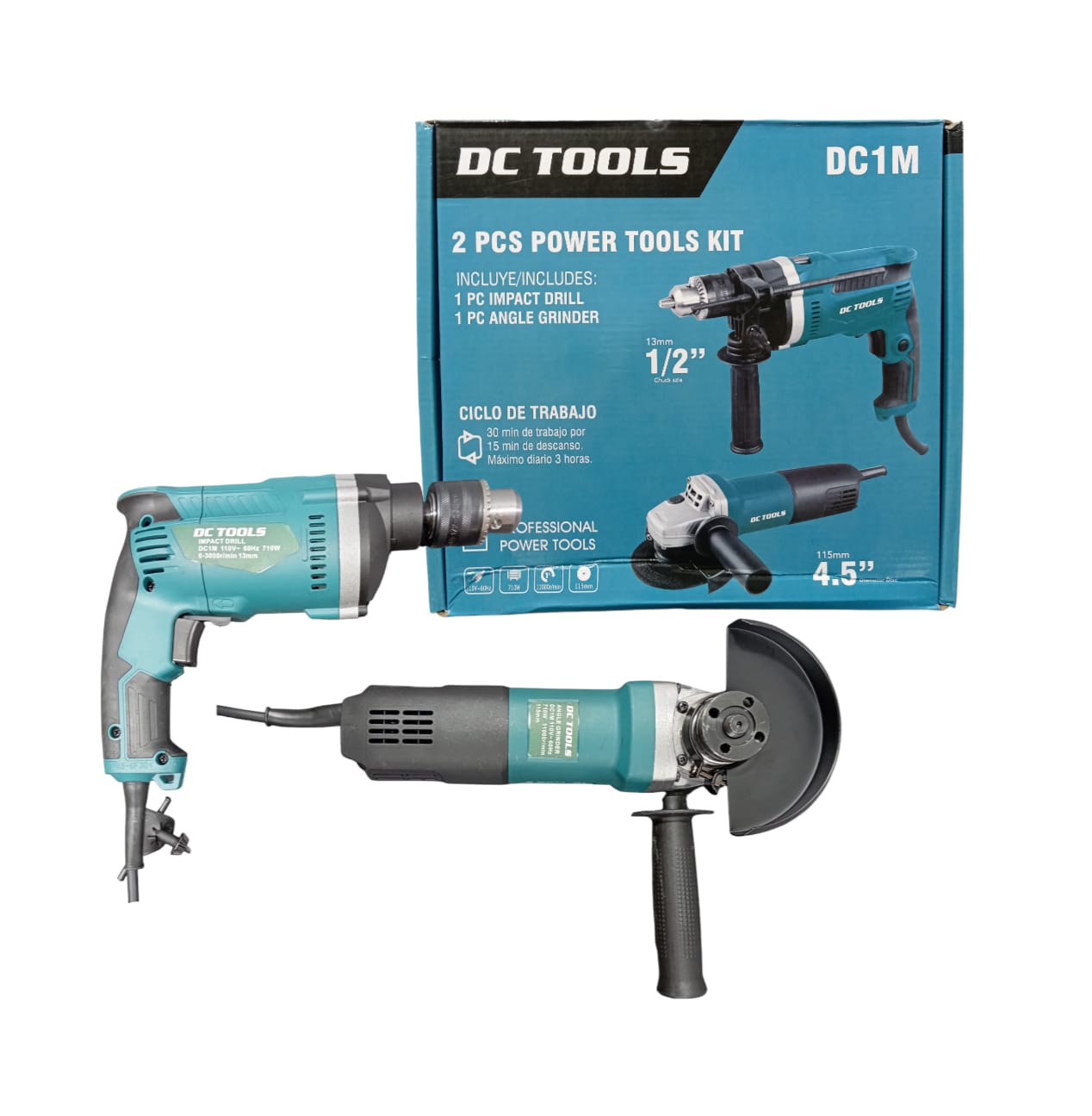 🛠️ Combo Taladro 1/2 + Pulidora 4.5" – Potencia y Versatilidad para tus Proyectos