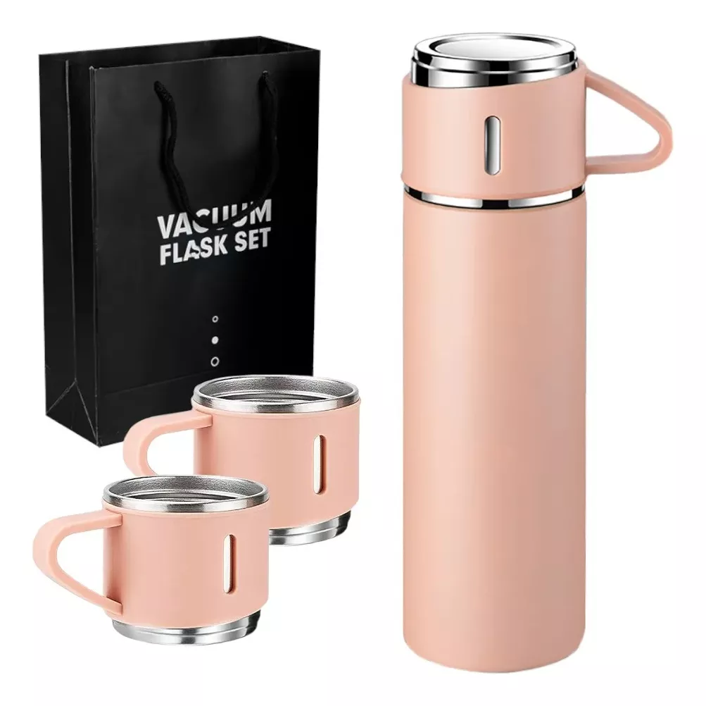 Llévalo Donde Quieras: Termo Vacuum con 3 Tazas, Ideal para Paseos y Oficina"